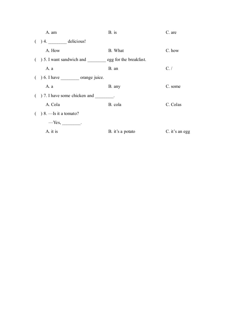 图片[2]-三年级英语上册Unit3_Lesson3课时训练（人教版一起点）-暖阳学科网