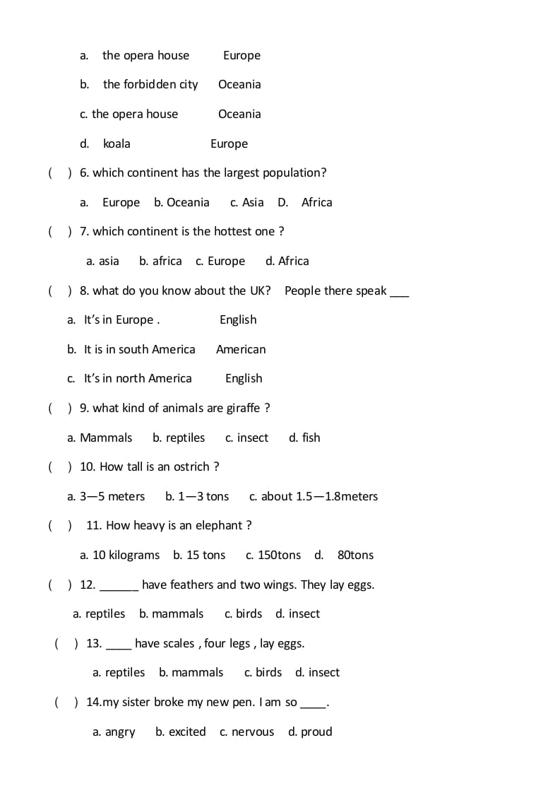 图片[2]-六年级英语上册期末试卷4（人教版一起点）-暖阳学科网