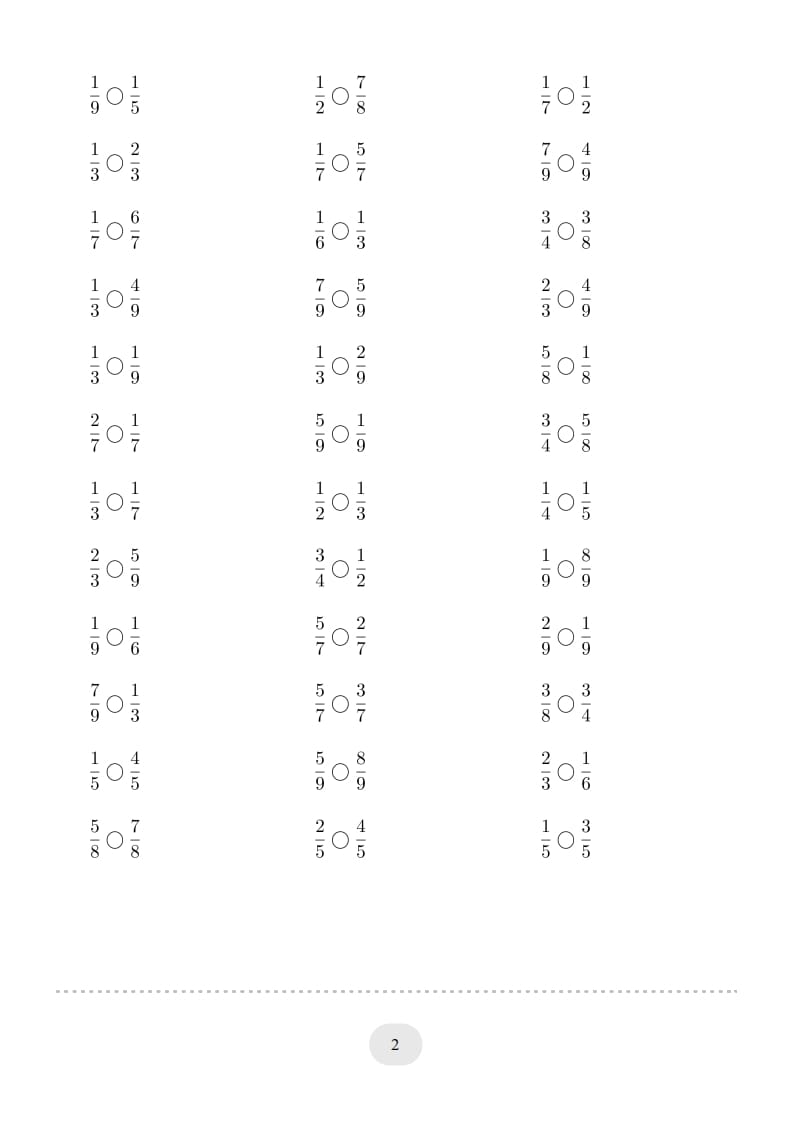 图片[2]-三年级数学上册口算题(分数比大小)1000题（人教版）-暖阳学科网