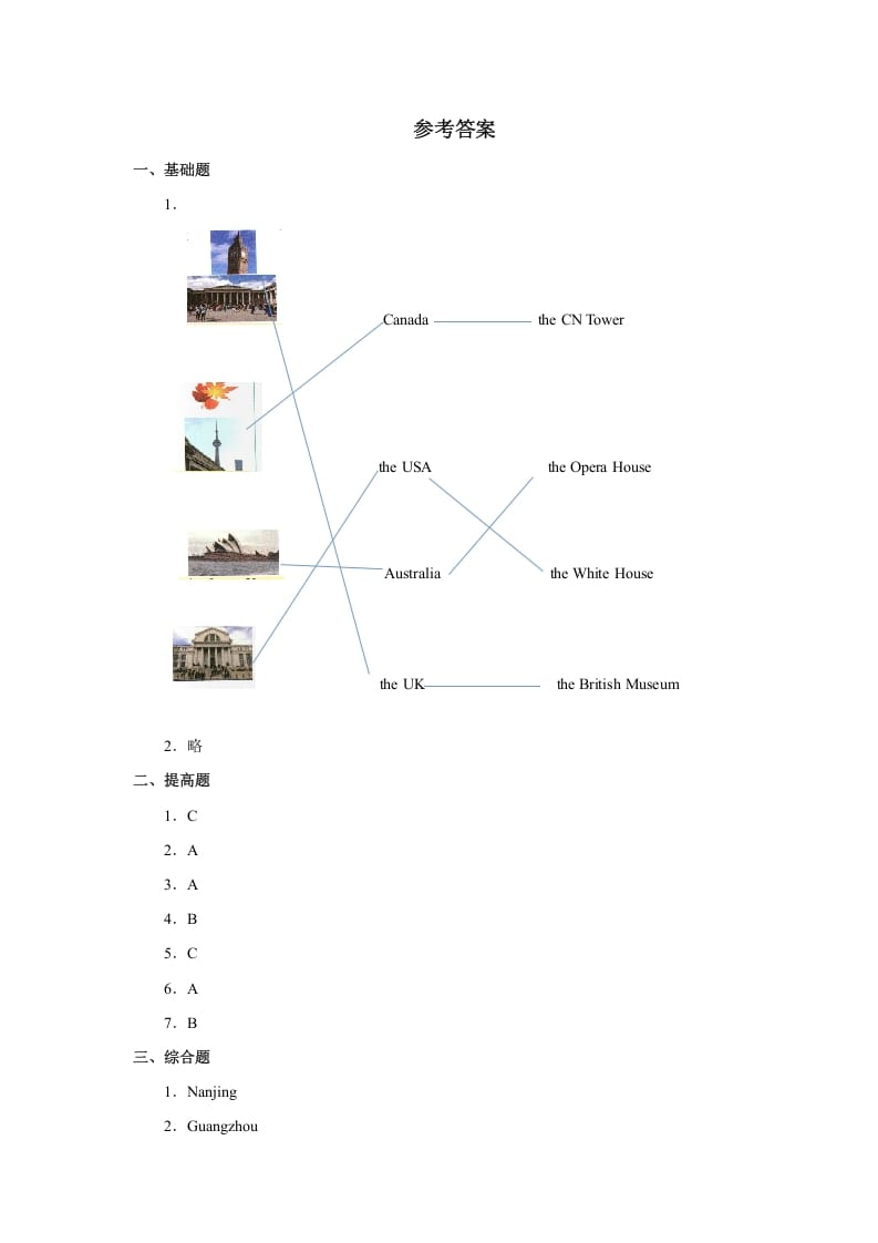 图片[3]-六年级英语上册Unit2习题——第一课时（人教版一起点）-暖阳学科网