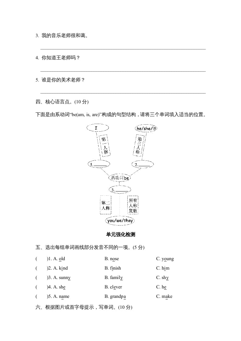 图片[2]-五年级英语上册Unit1单元知识梳理卷（人教版PEP）-暖阳学科网