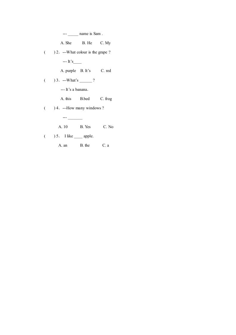 图片[2]-一年级英语上册Unit6+lesson4《Fruit》习题（人教一起点）-暖阳学科网