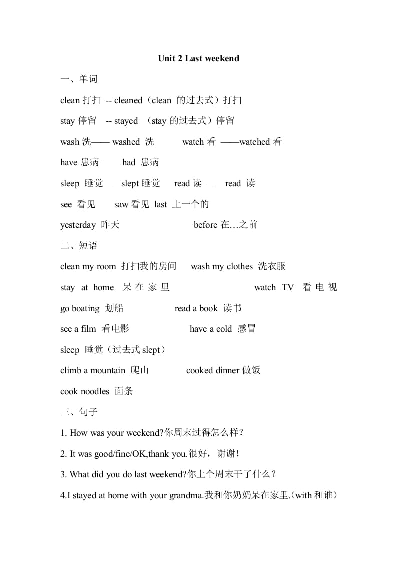 六年级英语下册Unit2单元知识梳理（2）-暖阳学科网