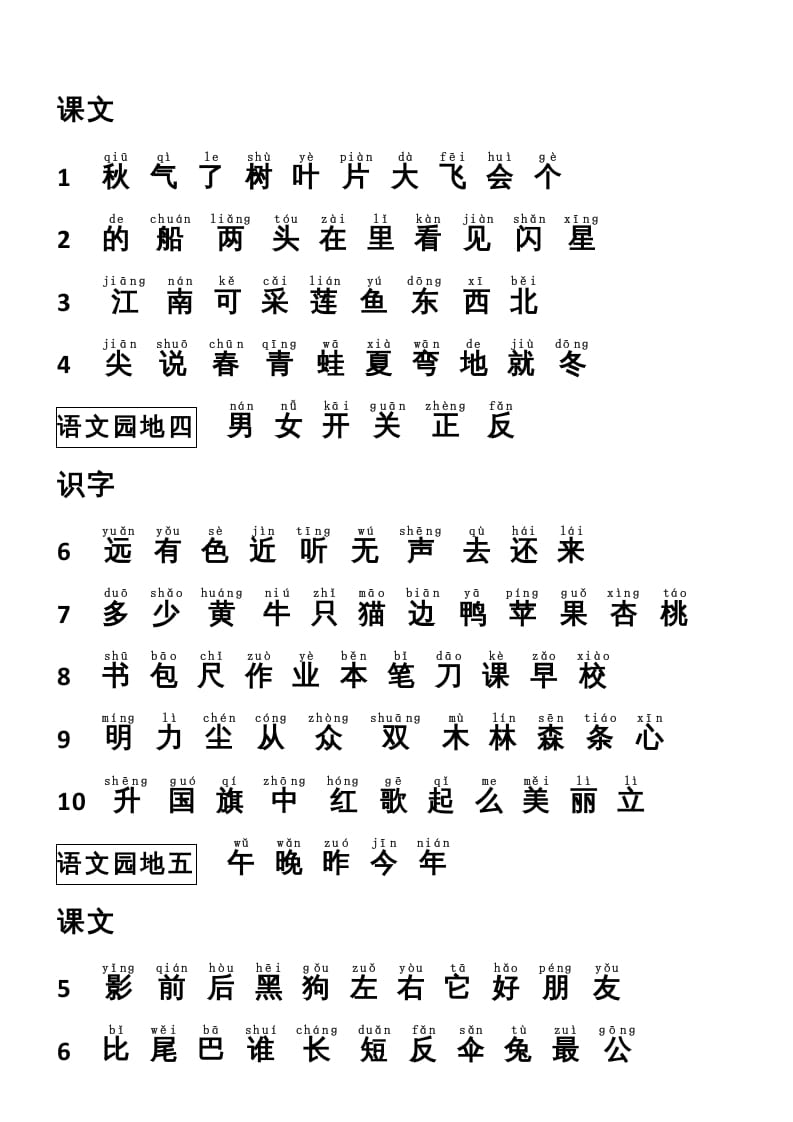 图片[2]-一年级语文上册识字表（部编版）-暖阳学科网