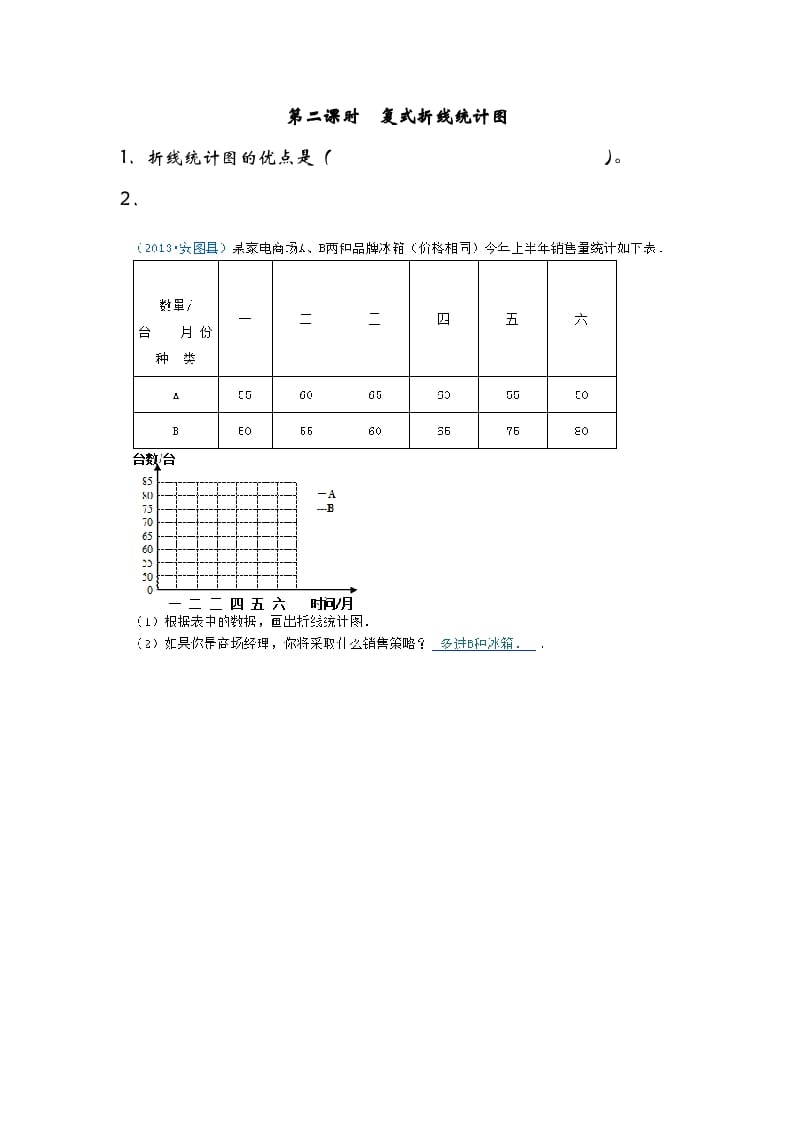 五年级数学下册8.2复式折线统计图-暖阳学科网