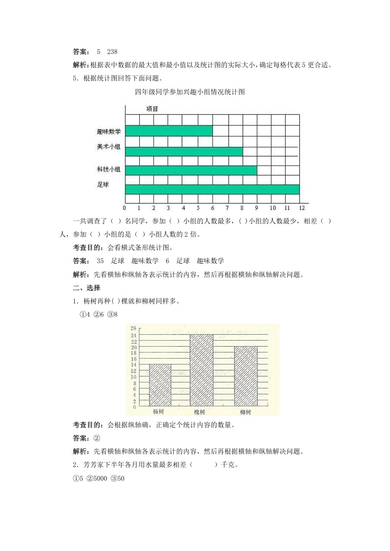 图片[3]-四年级数学上册同步测试及解析-条形统计图（人教版）-暖阳学科网