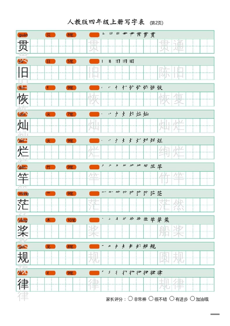 图片[2]-四年级语文上册写字表（20页）PDF-暖阳学科网