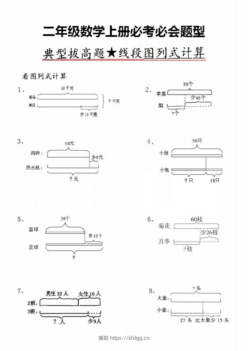 二上数学典型线段图列式计算-暖阳学科网