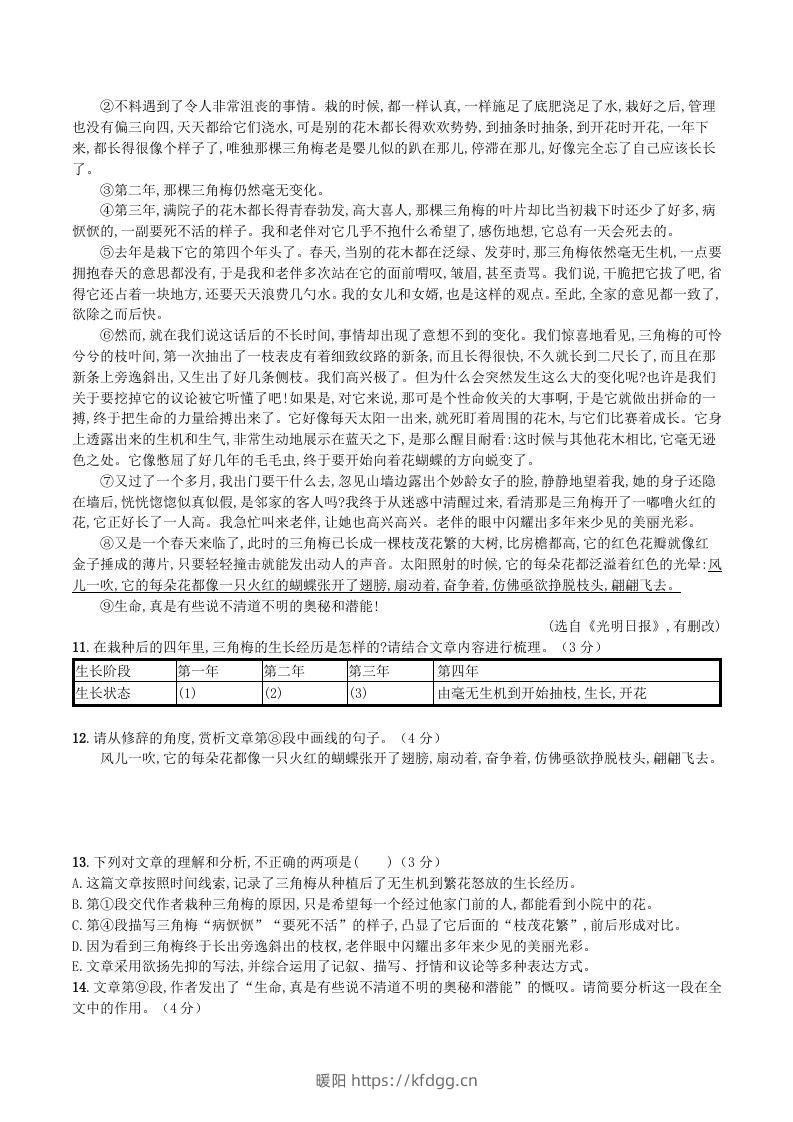 图片[3]-2023-2024学年统编版八年级语文上册第四单元测试题及答案(Word版)-暖阳学科网