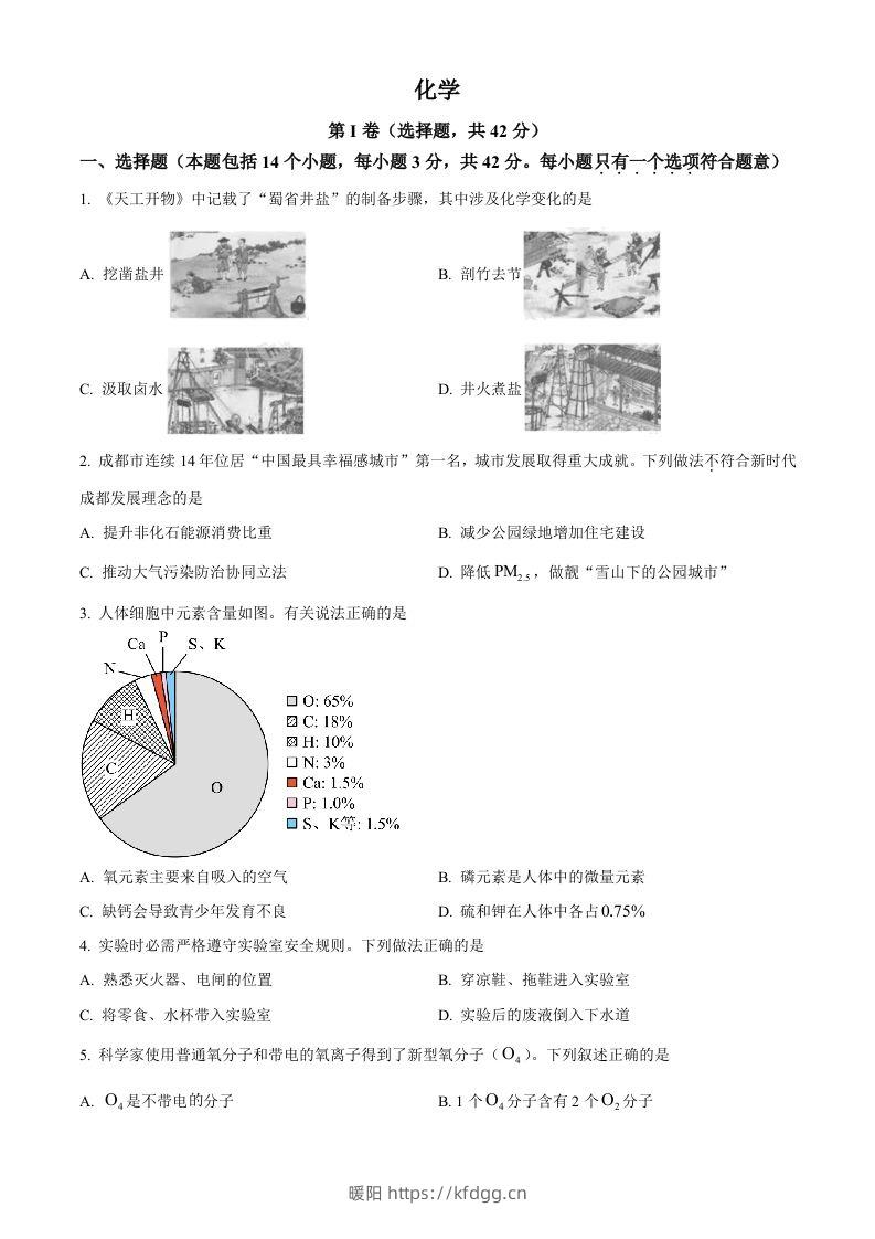 2023年四川省成都市中考化学真题（空白卷）-暖阳学科网