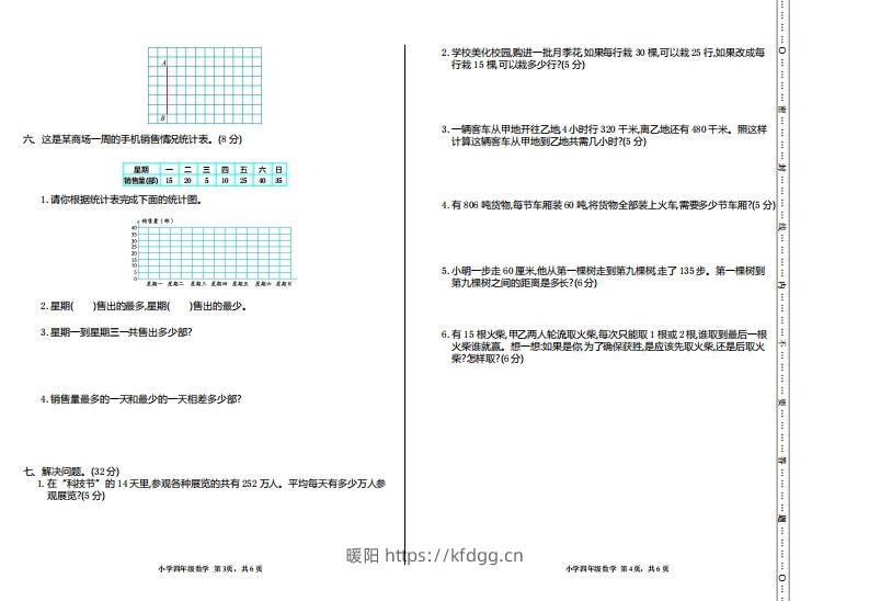 图片[2]-四上人教版数学【期末真题测试卷.1】-暖阳学科网