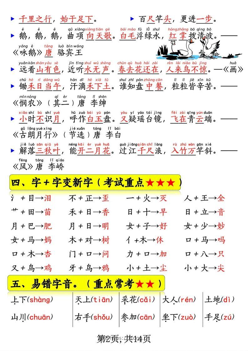 图片[2]-一年级语文上册期末常考重点知识总结-暖阳学科网